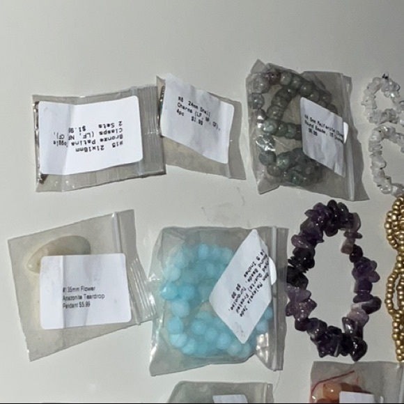 Jewelry Making Beads and Findings Mixed Lot Lava Stone Amazonite Carnelian - Picture 5 of 16